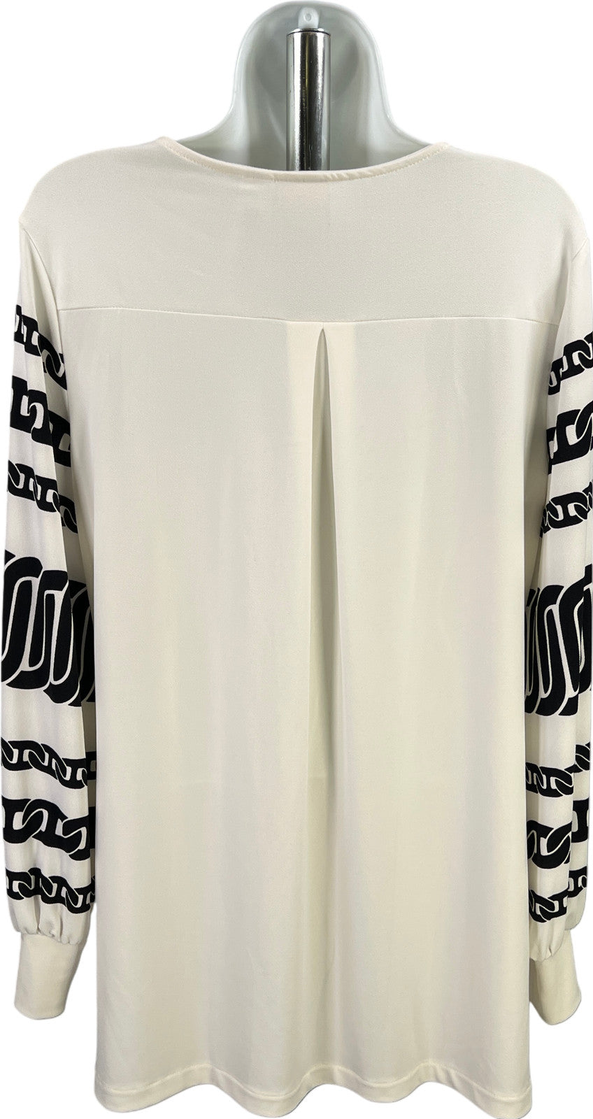 Chico’s Women’s White/Black Long Sleeve Cuffed Sleeve Blouse - 1/US M