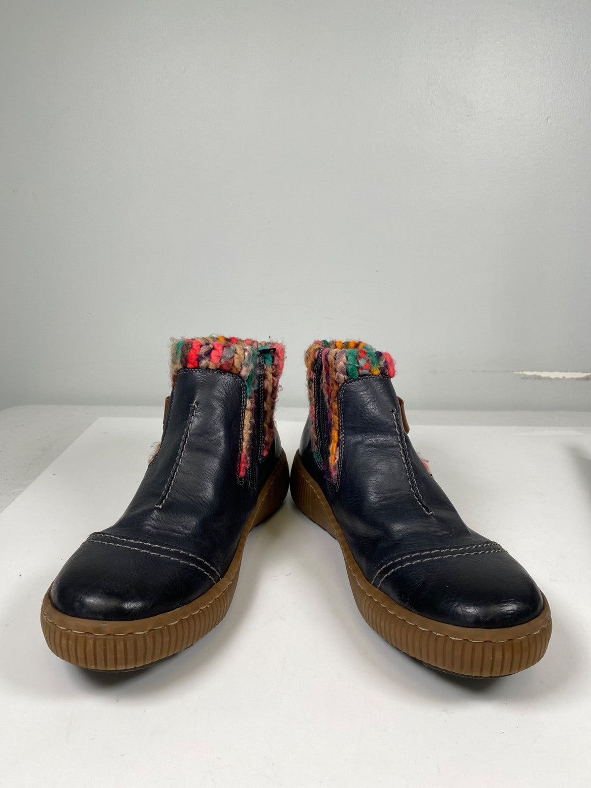 Rieker Women’s Navy Blue Leather/Wool Felicitas 84 Ankle Boots - 42/US 11