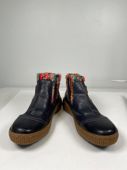 Rieker Women’s Navy Blue Leather/Wool Felicitas 84 Ankle Boots - 42/US 11