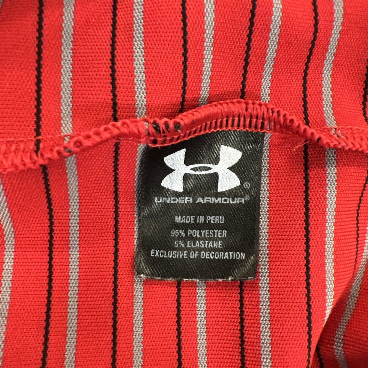 Under Armour Men's Red Striped Loose HeatGear Polo Shirt - 3XL