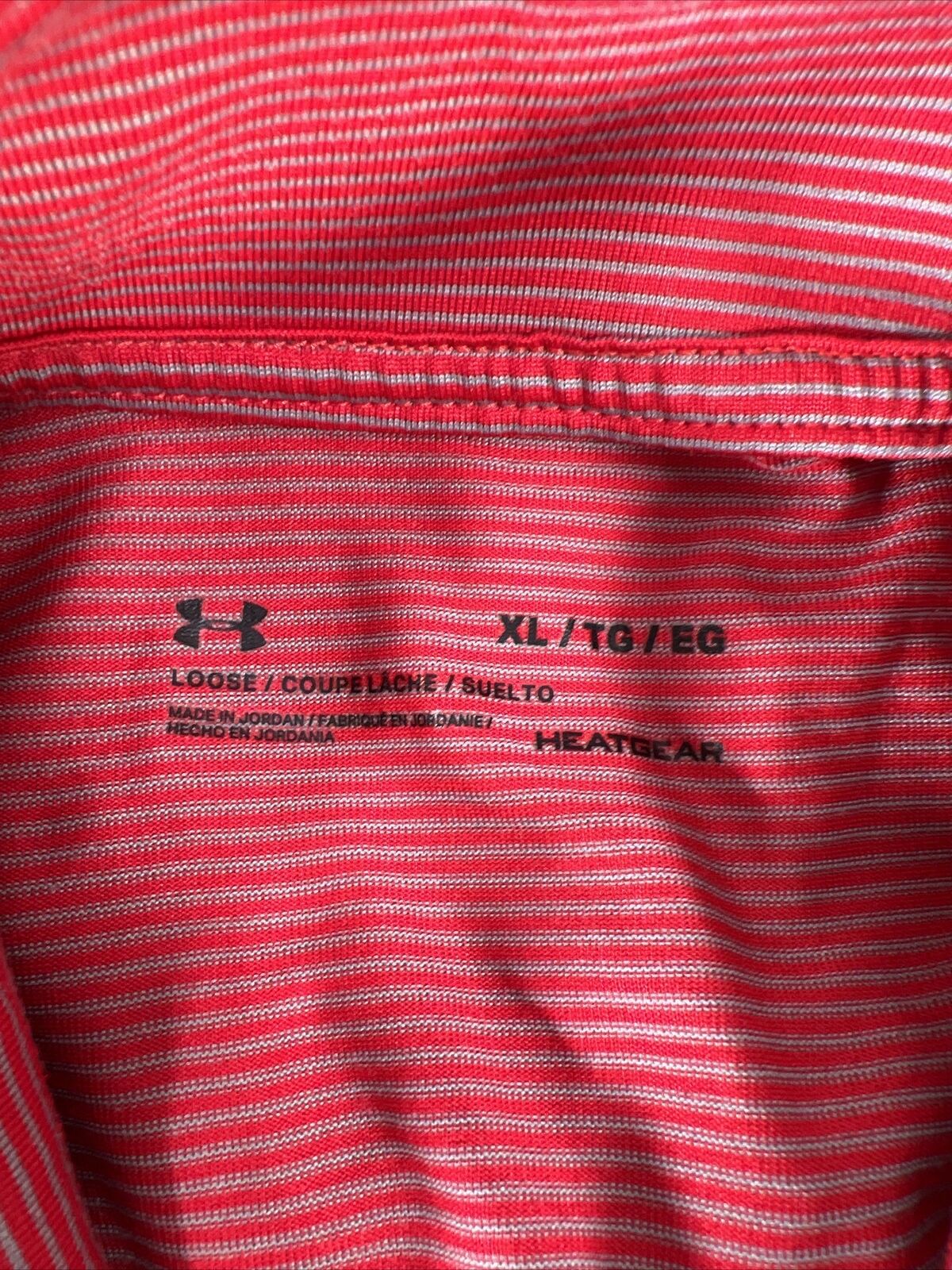 Under Armour Men's Red Striped 1/4 Zip HeatGear Shirt - XL