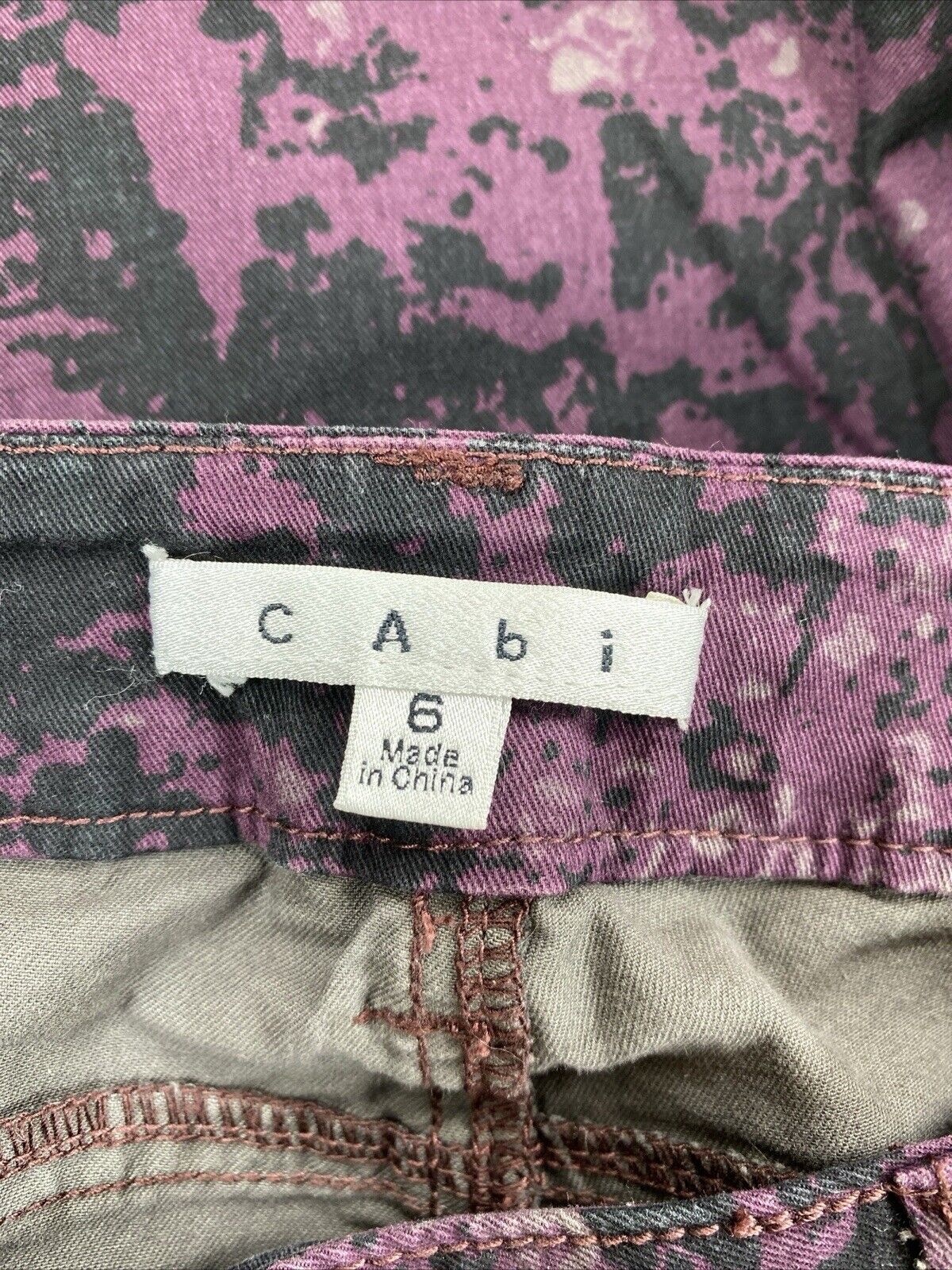 Cabi Women's Purple Patterned Skinny Stretch Jeans - 6