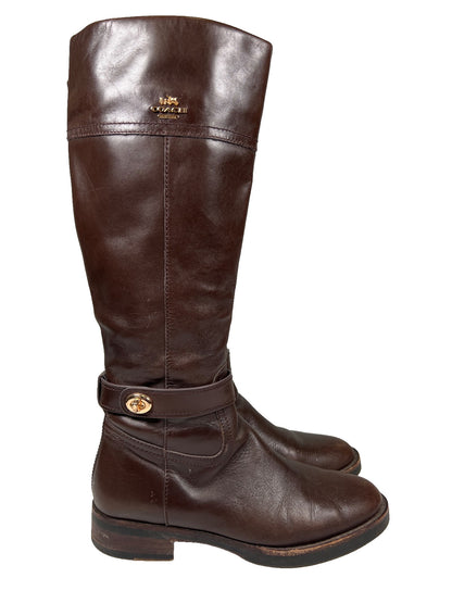 Coach Women’s Brown Leather Eva Full Zip Riding Boots - 8.5