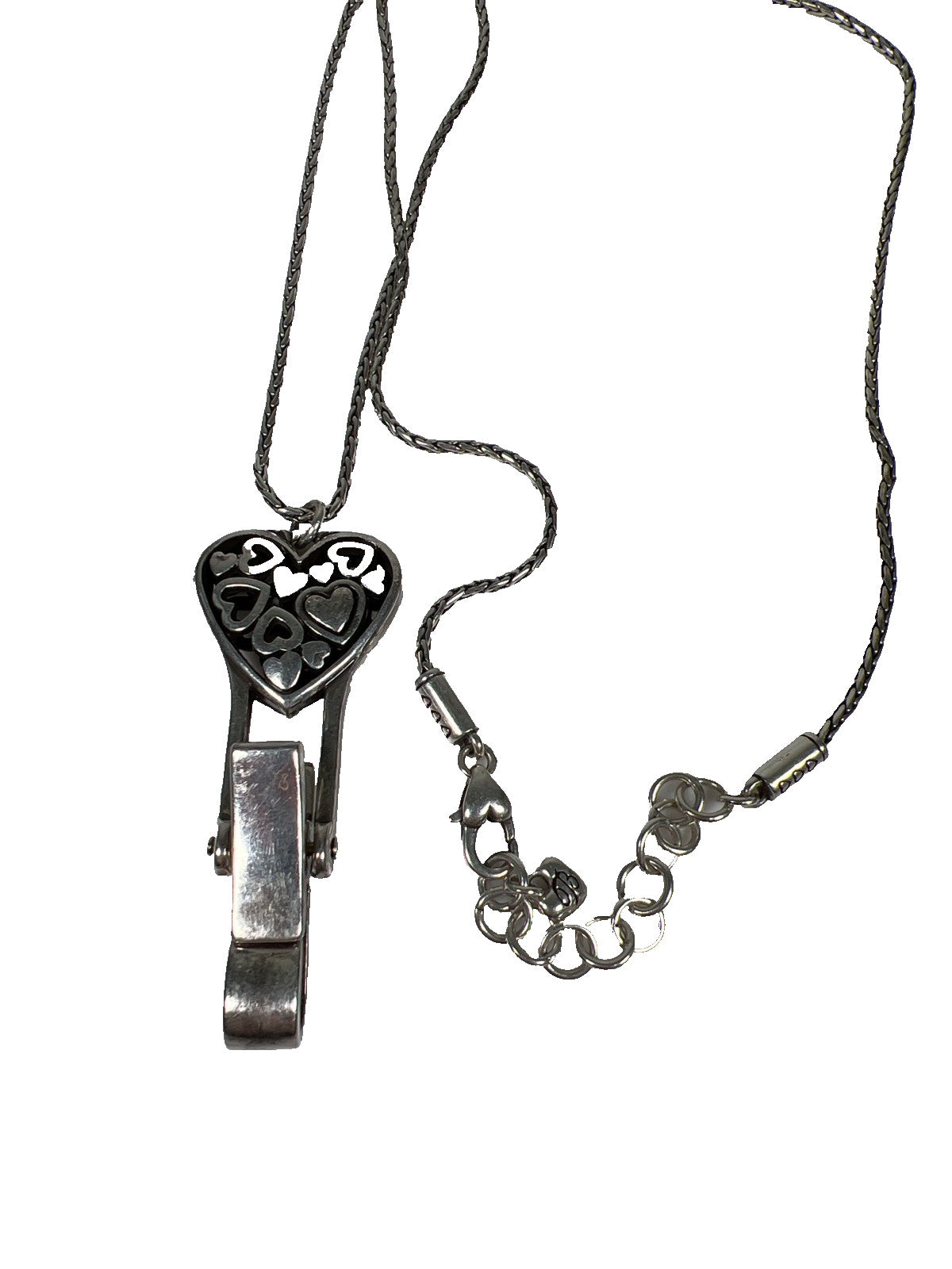 Brighton Silver Plated Reno Heart 19” Lanyard Badge ID Holder Necklace