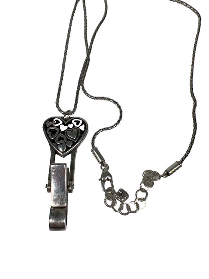 Brighton Silver Plated Reno Heart 19” Lanyard Badge ID Holder Necklace