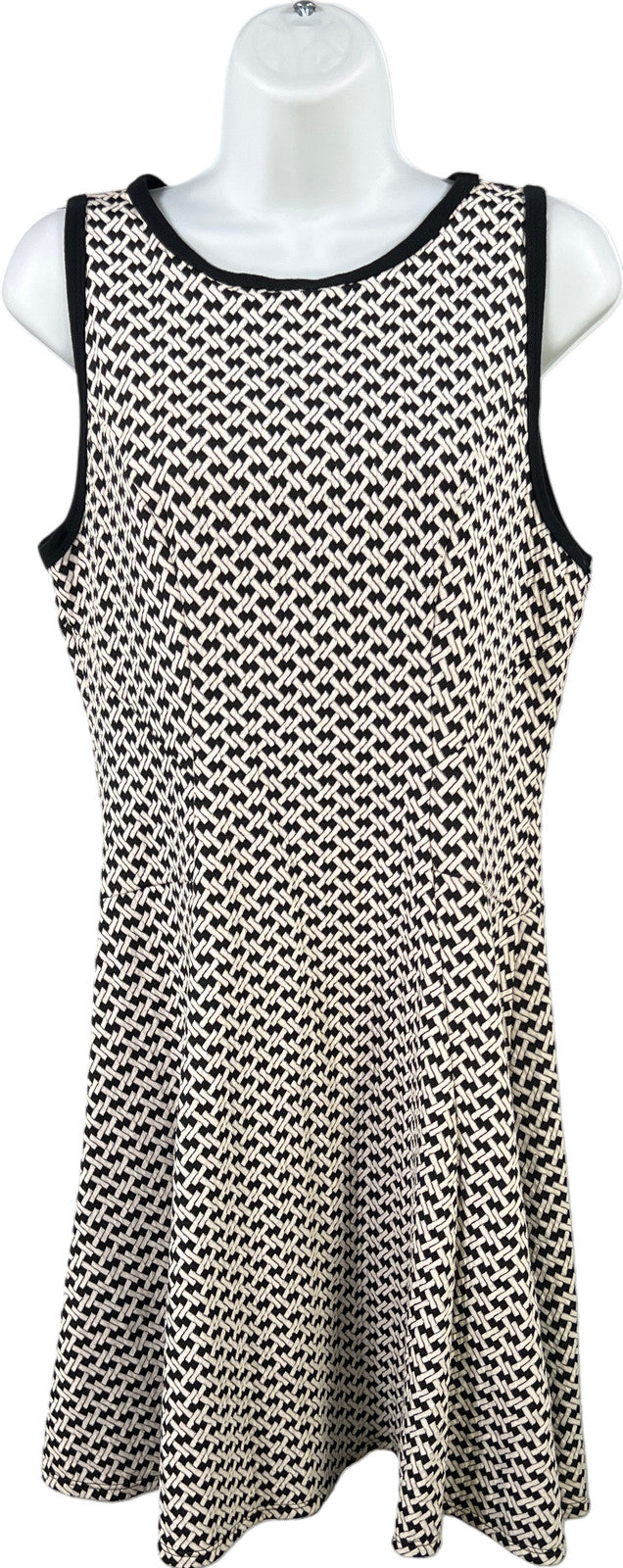 Ren Kane Women’s Black/White Sleeveless Fit and Flare Dress - L