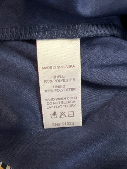 CeCe Women’s Blue/Red Long Sheer Sleeve Tie Front Blouse - M