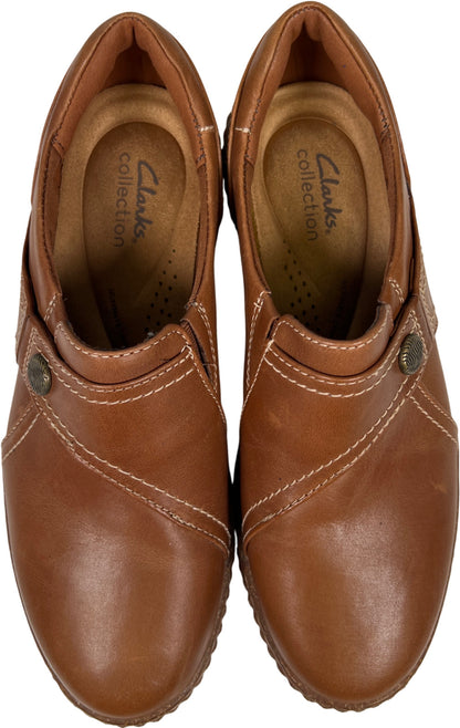 Clarks Collection Women’s Brown Leather Caroline Pearl Walking Shoes - 8