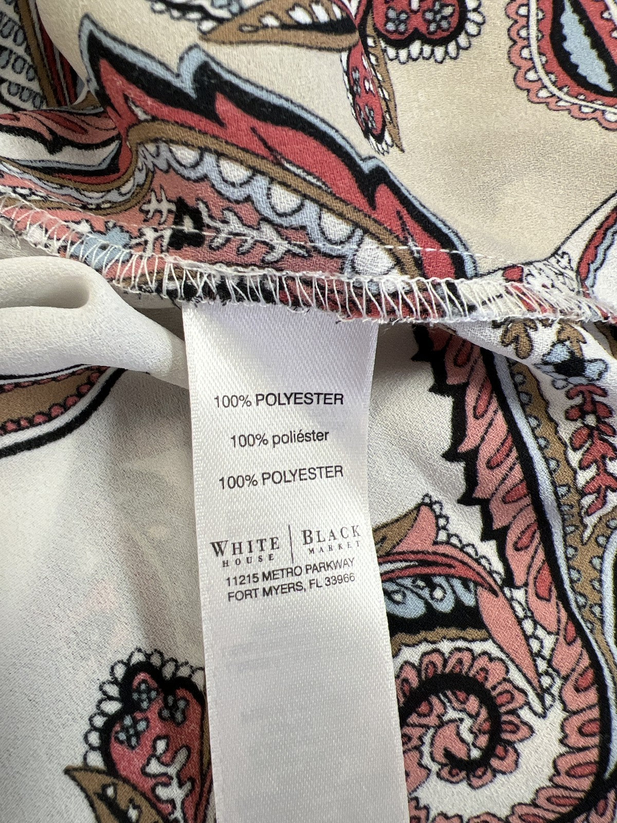 White House Black Market Women’s White/Red Ruffle Front Long Sleeve Blouse - 4