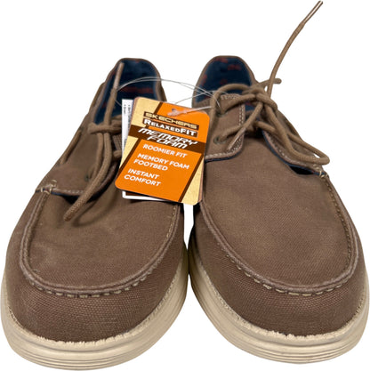 Skechers Men’s Brown Relaxed Fit Memory Foam Canvas Boat Shoes - 11