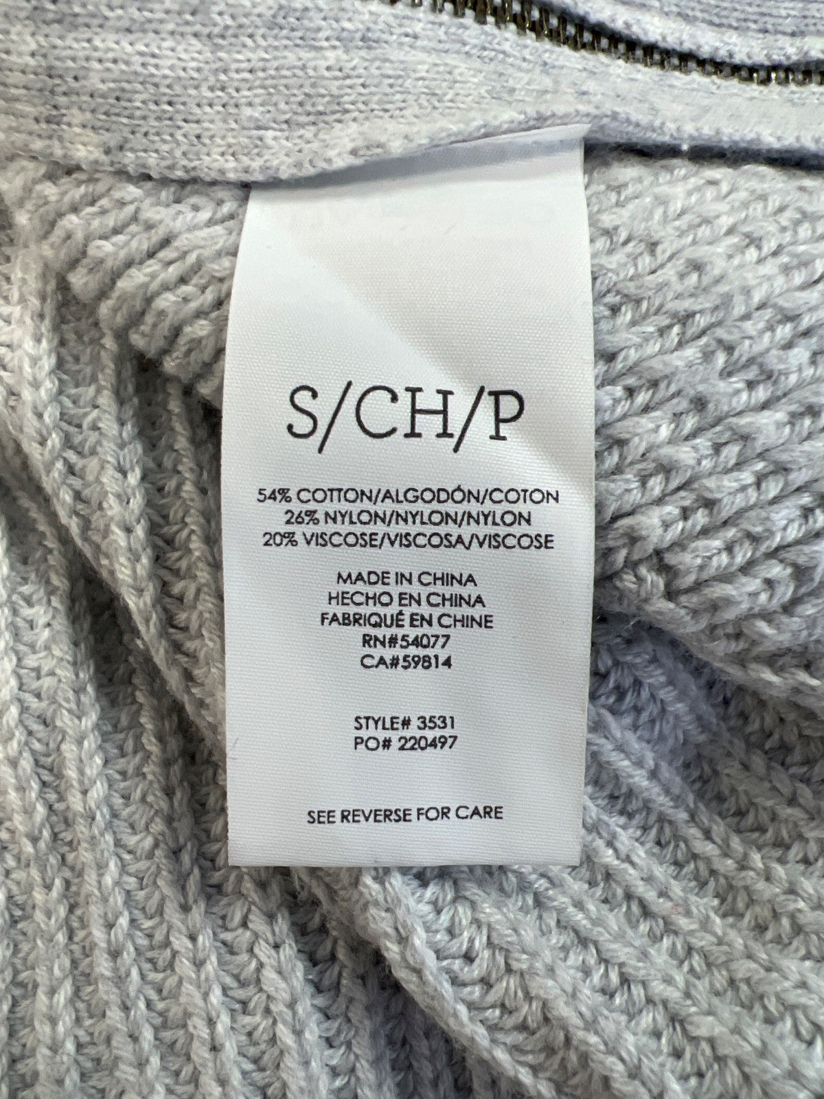 Cabi Women’s Blue Knit Long Sleeve V-Neck Zip Side Sweater - S