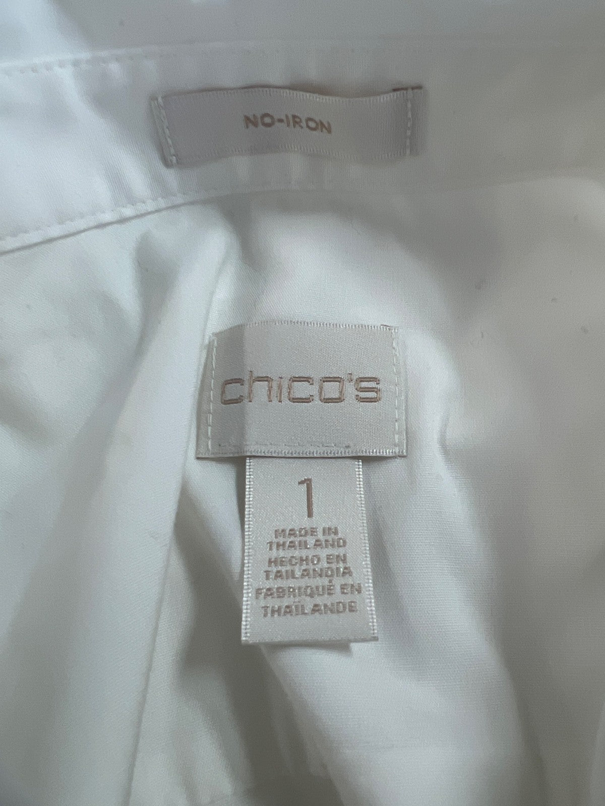 Chico’s Women’s White Long Sleeve Button Up No-Iron Tie Front Blouse - 1/US M