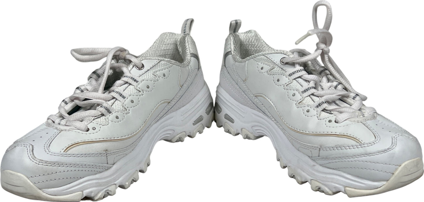 Skechers Women’s White D’Lites Leather Lace Up Walking Sneakers - 7