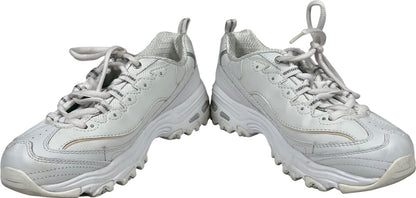 Skechers Women’s White D’Lites Leather Lace Up Walking Sneakers - 7
