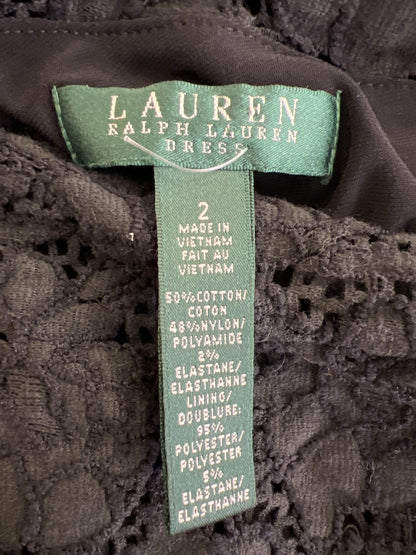 Lauren Ralph Lauren Women’s Black Lace One Shoulder Short Sheath Dress - 2