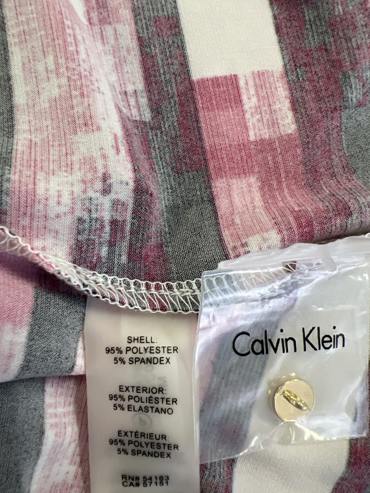 Calvin Klein Women’s Pink/Black Pleated Front Sleeveless Blouse - S