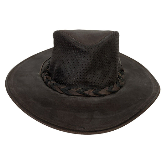 Minnetonka Brown Leather Fold Up Western Brim Hat