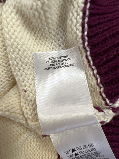 Lucky Brand Women’s Ivory/Purple Striped Long Sleeve Knit Sweater - L