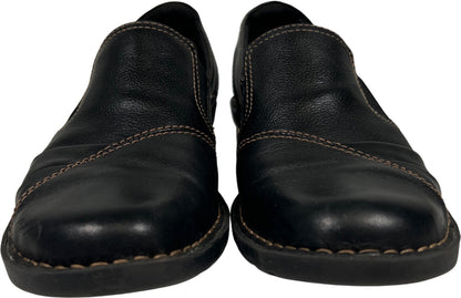 Clarks Women’s Black Leather Slip On Loafer Shoes - 8