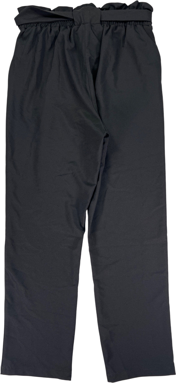 Grace Karin Women’s Black Cinch Belted Waist Straight Leg Pants - M