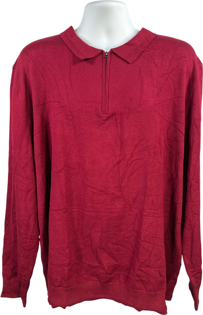 Coofandy Men’s Red/Burgundy 1/4 Zip Long Sleeve Pullover Sweater - 3XL