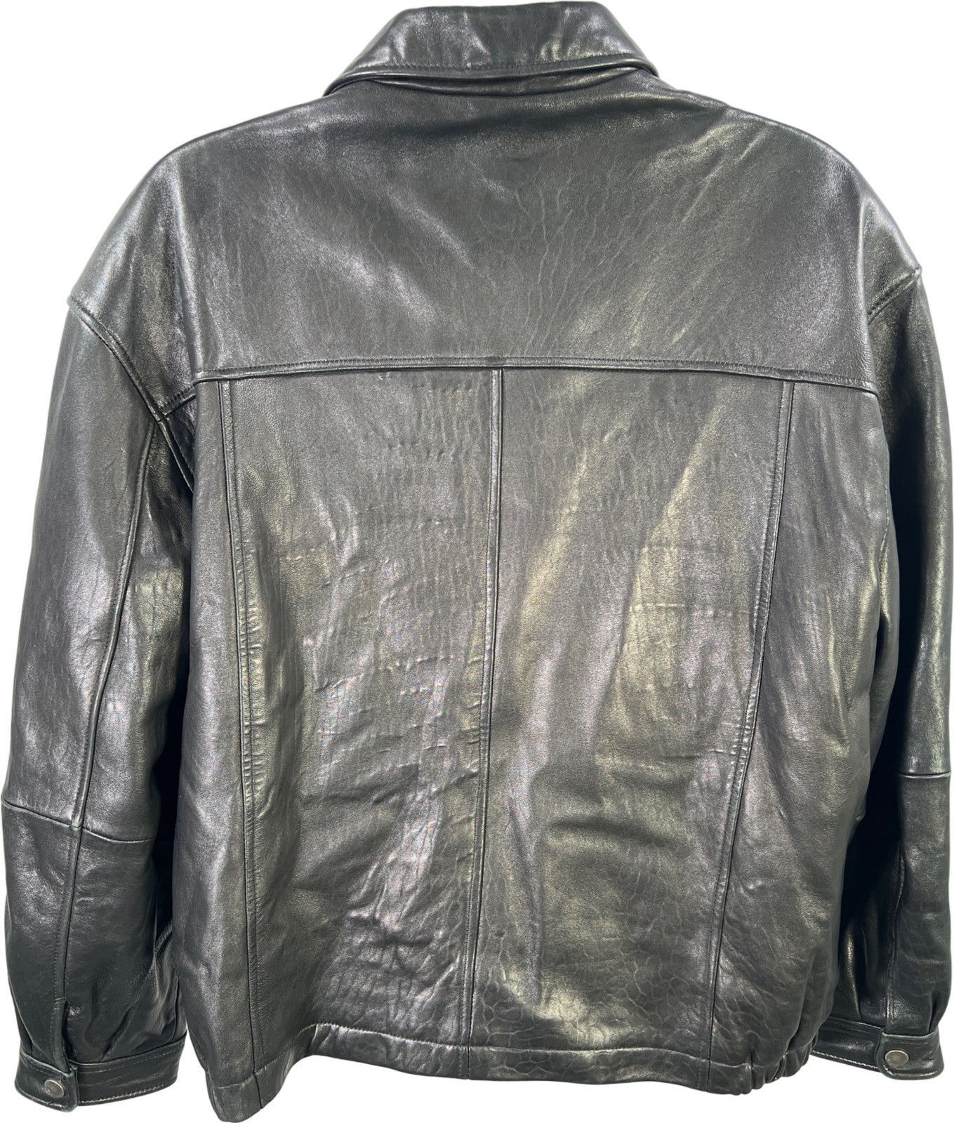 Boston Harbour Men’s Black Leather Full Zip Basic Jacket - XXL