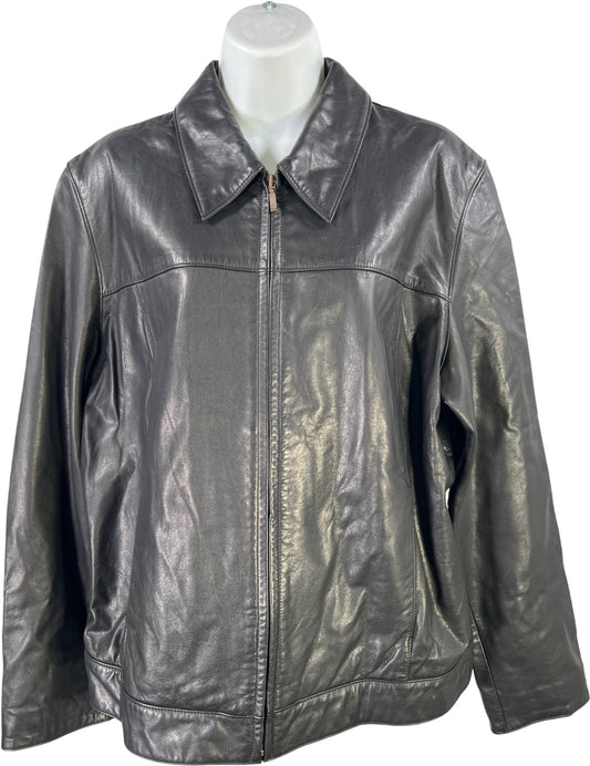 Gap Women’s Black Leather Full Zip Basic Jacket - XL