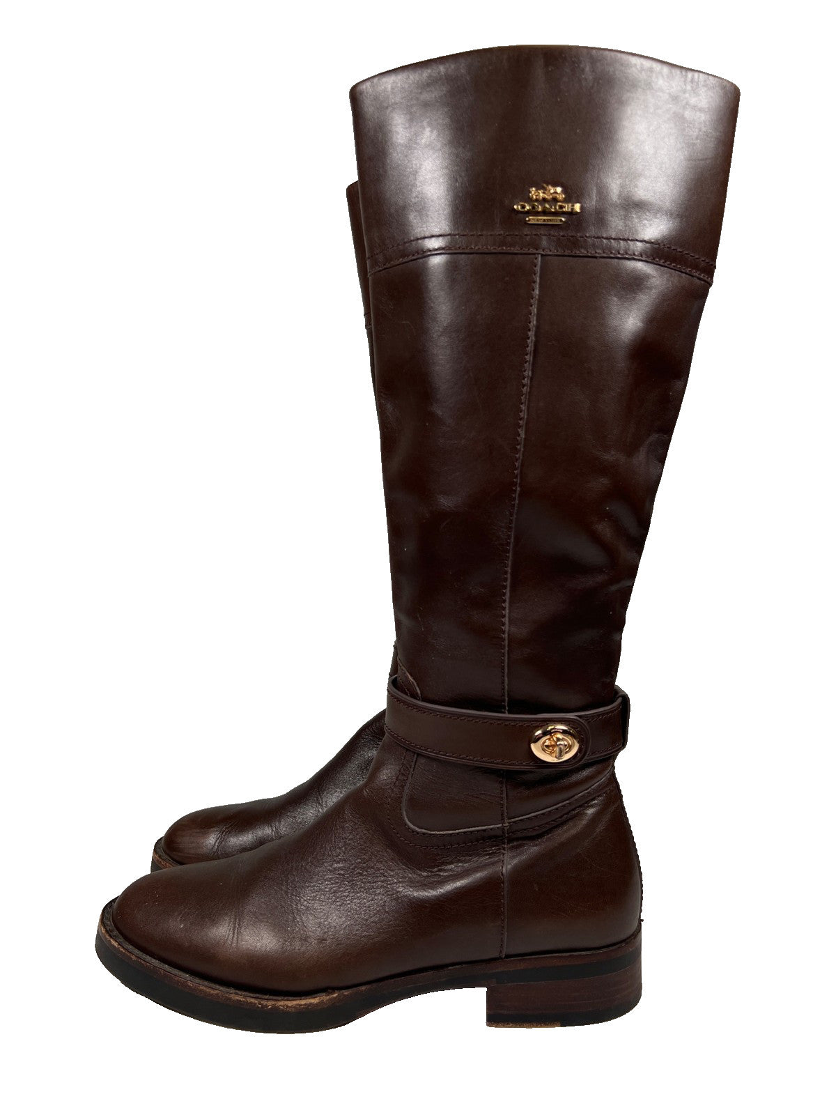 Coach Women’s Brown Leather Eva Full Zip Riding Boots - 8.5