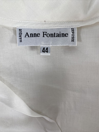 Anne Fontaine Women's White Ruffle Long Button Up Blouse - 44