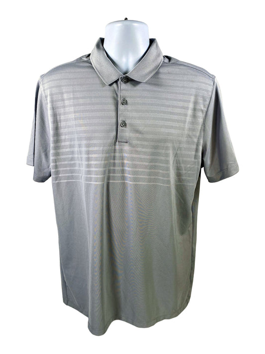 Nike Men’s Gray Striped Short Sleeve Golf Polo Shirt - L