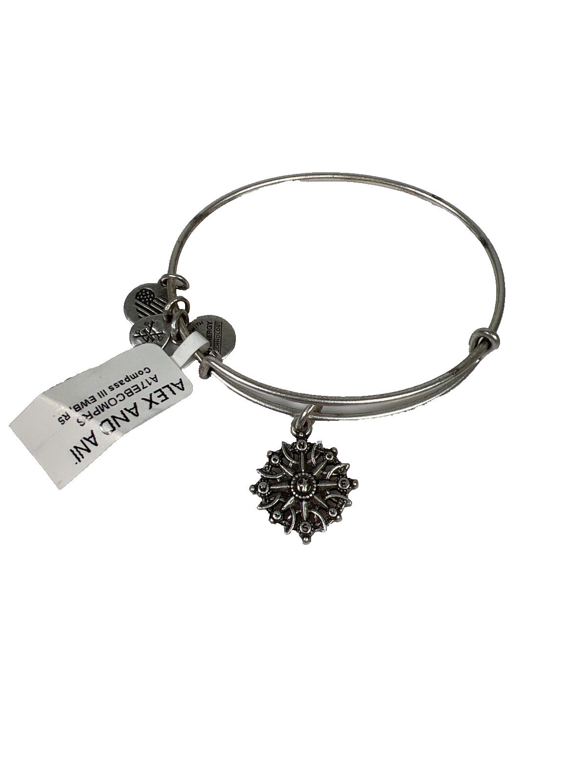 Alex and Ani Women’s Silver Tone Compass Bangle Bracelet