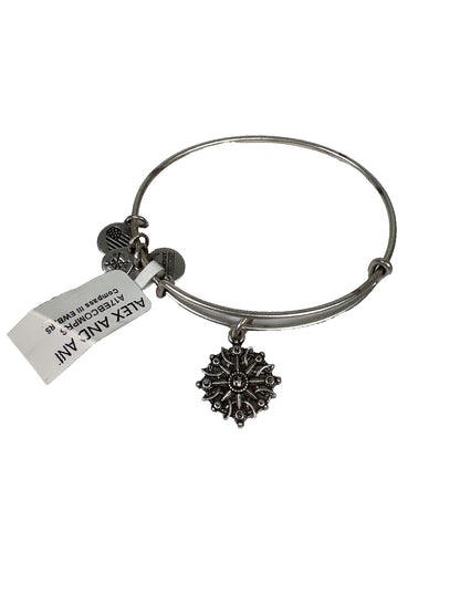 Alex and Ani Women’s Silver Tone Compass Bangle Bracelet