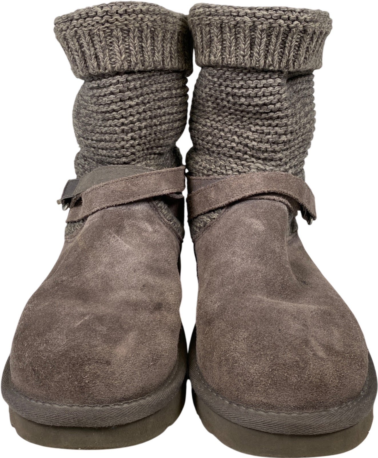 UGG Women’s Gray Purl Strap Knit Sweater Boots - 9