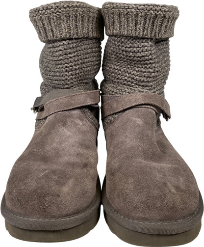 UGG Women’s Gray Purl Strap Knit Sweater Boots - 9