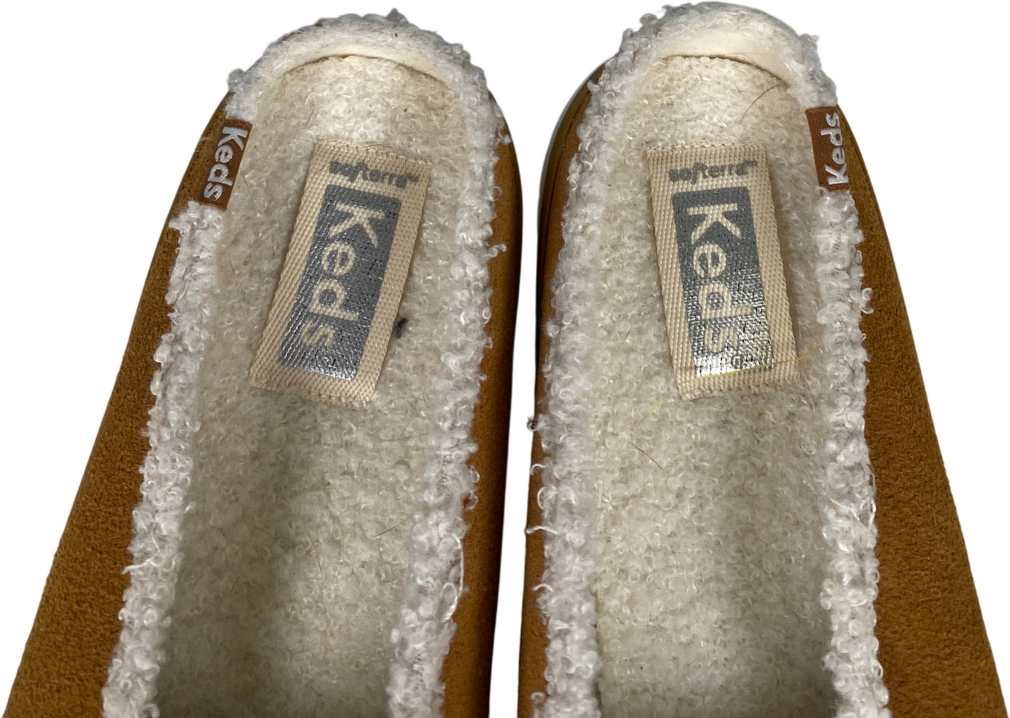 Keds Women’s Tan/Brown Suede Shearling Lined Double Decker Slip On Mules - 11