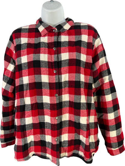 Woolrich Women’s Red Fleece Lined Snap Button Flannel Shirt - L