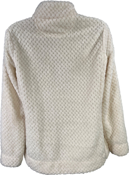 Calvin Klein Women’s Ivory/White Soft Plush Fleece Full Zip Jacket - S