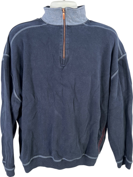 Tommy Bahama Men’s Blue Long Sleeve 1/4 Zip Pullover Sweater - XL