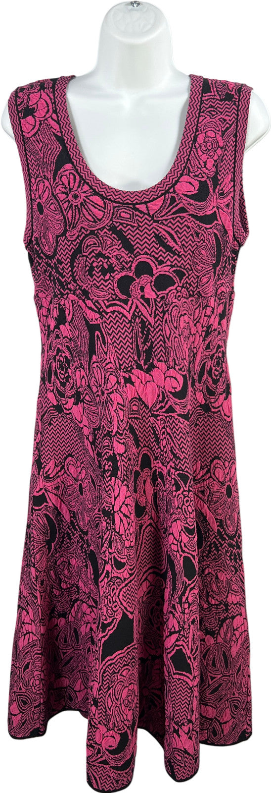 Missoni Women’s Pink/Black Floral Stretch Knit Sleeveless Dress - 46/US 10