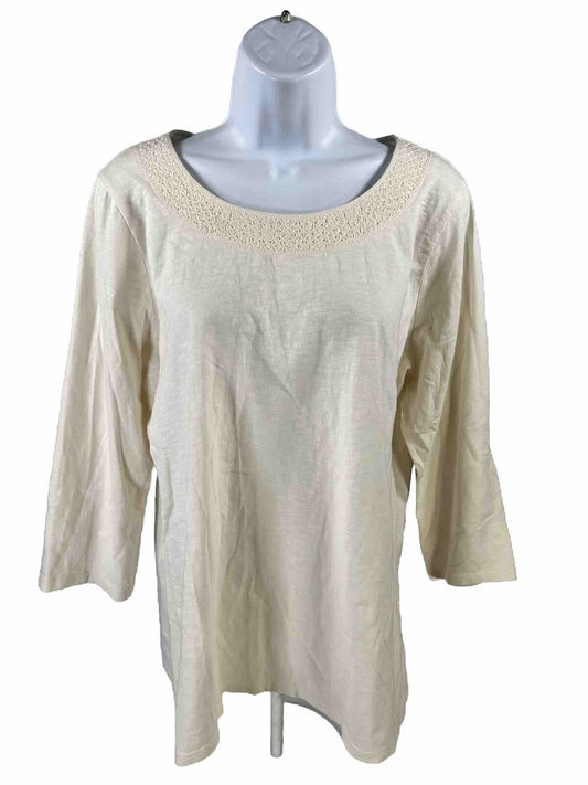 NEW Coldwater Creek Women's Ivory 3/4 Sleeve T-Shirt - L/14