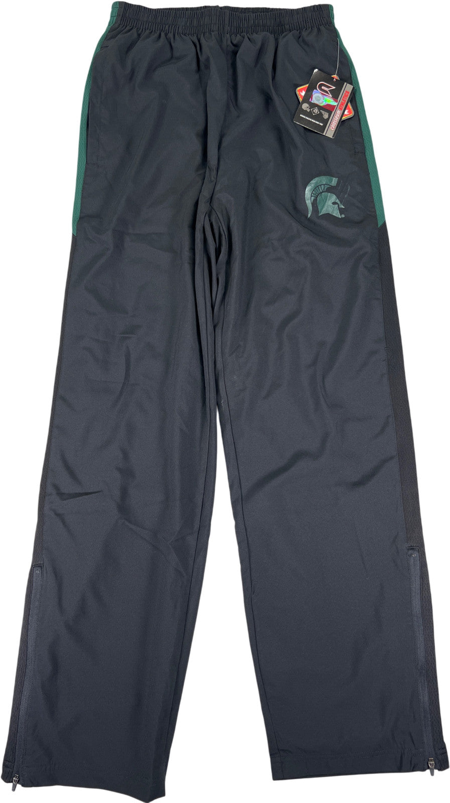 Colosseum Athletics Men’s Black/Green MSU Windbreaker Athletic Pants - S