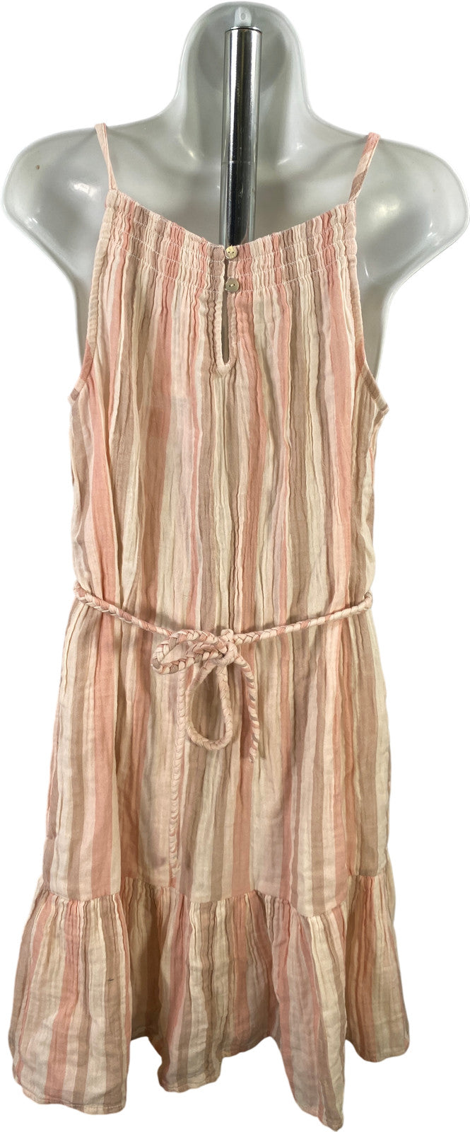BeachLunchLounge Women’s Pink Striped Gauze Dress - M