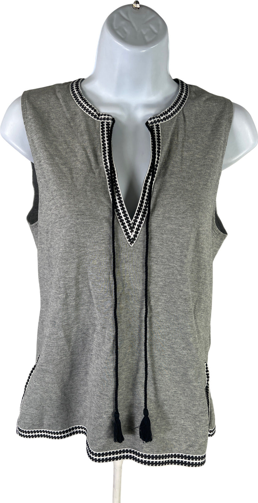 NEW J.Crew Women’s Gray Tassel V-Neck Sleeveless Tank Top - XS
