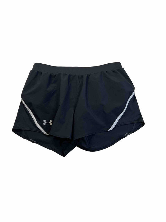 Under Armour Women's Black Loose Fit HeatGear Lined Running Shorts - M