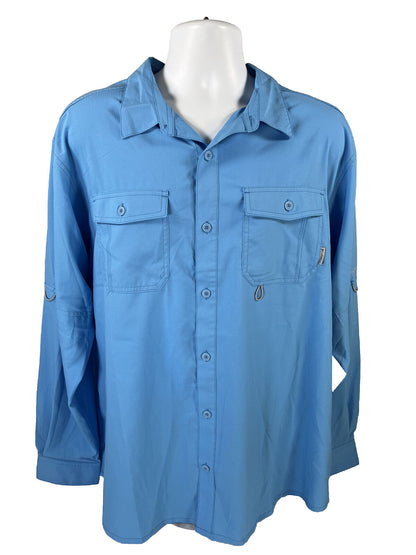 Columbia Camisa casual con botones de manga larga azul PFG para hombre - XL