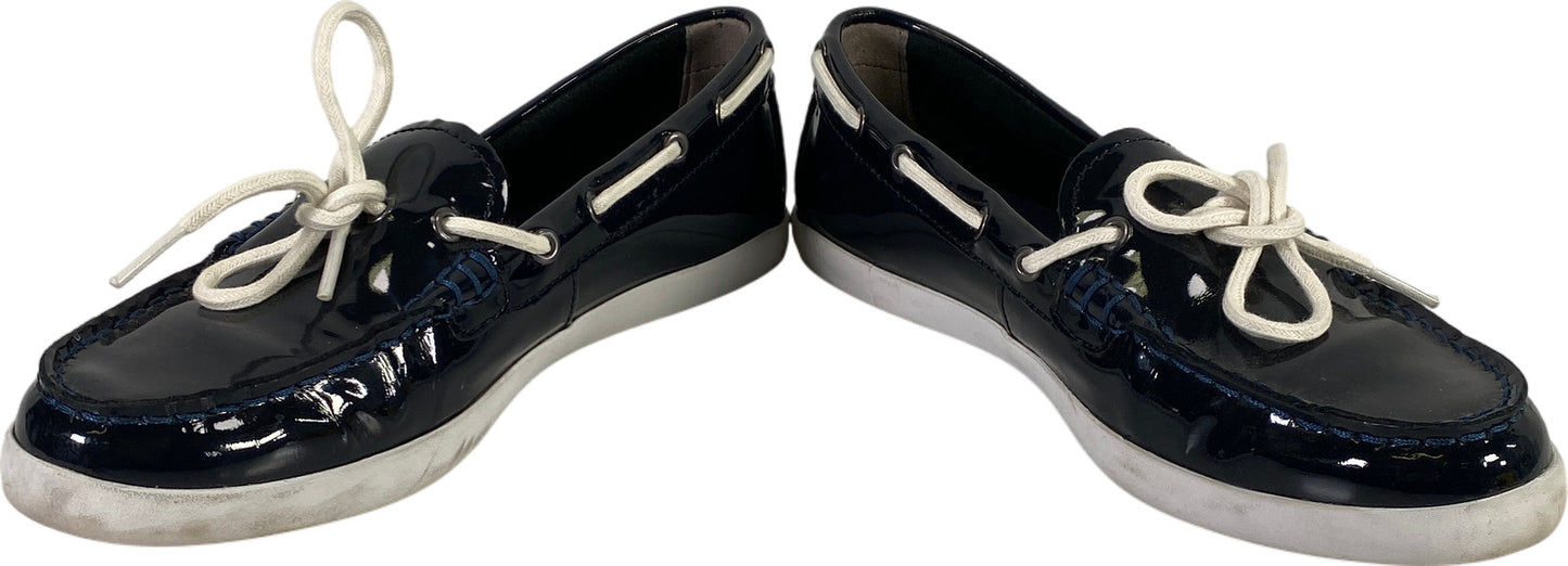 Cole Haan Women’s Blue Patent Nantucket Camp Moc Boat Shoes - 8.5