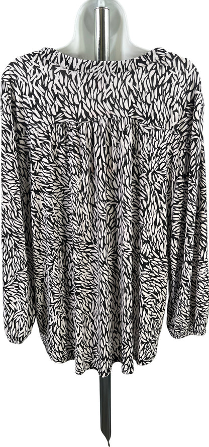 Vince Camuto Women’s White/Black 1/2 Sleeve V-Neck Blouse - XXL