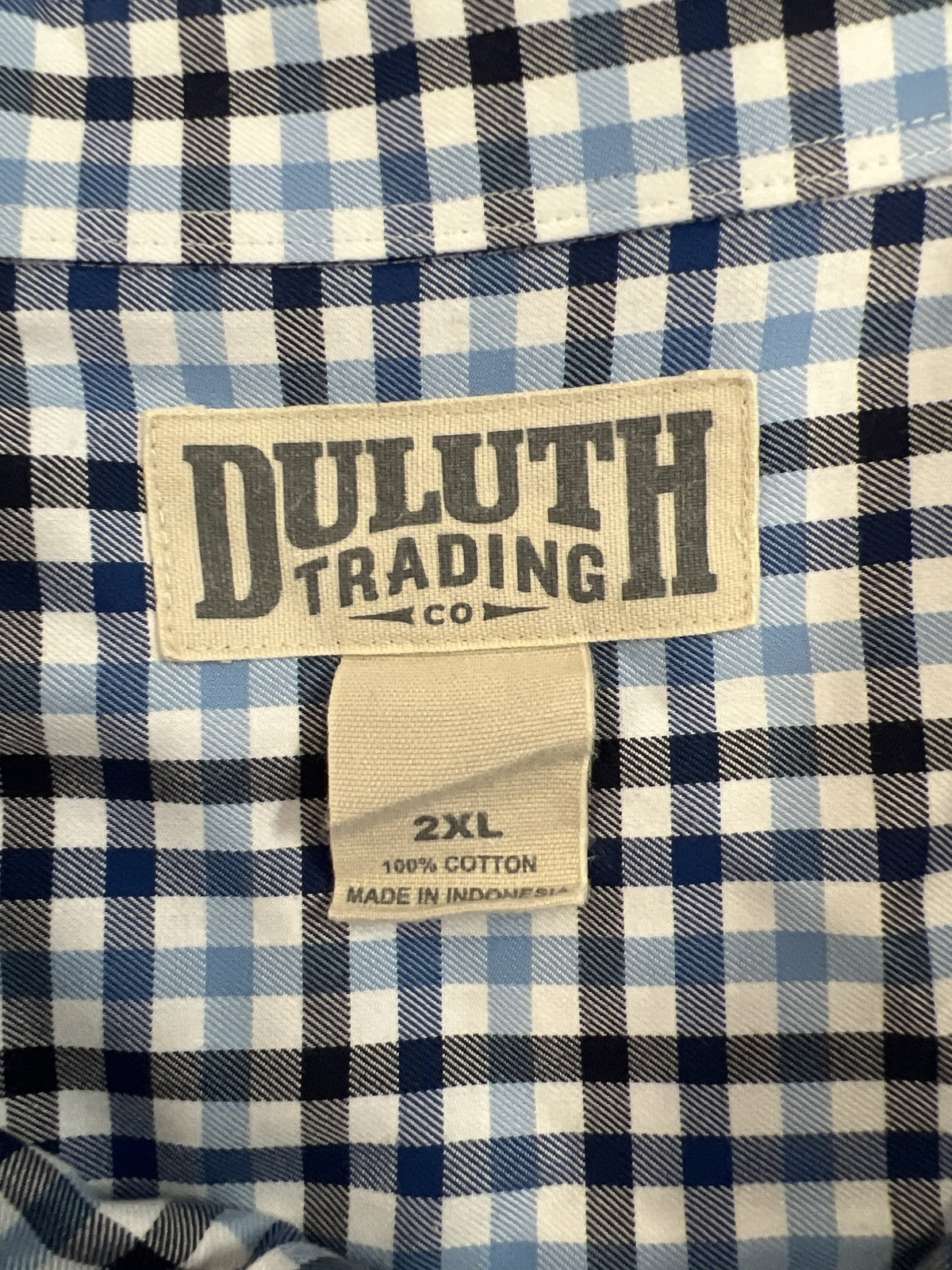 Duluth Trading Men’s Blue Plaid Long Sleeve Button Up Shirt -  2XL