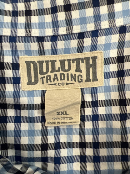 Duluth Trading Men’s Blue Plaid Long Sleeve Button Up Shirt -  2XL
