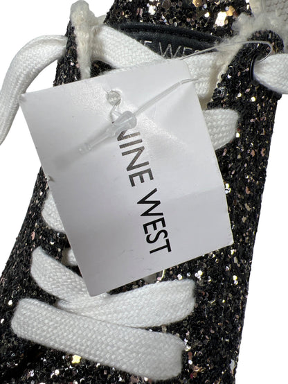 Nine West Women’s Black Glitter Sherpa Trim Lace Up Sneakers - 7.5
